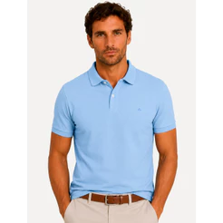 Polo Aramis Masculina Basic Piquet Mono Original Azul Pastel