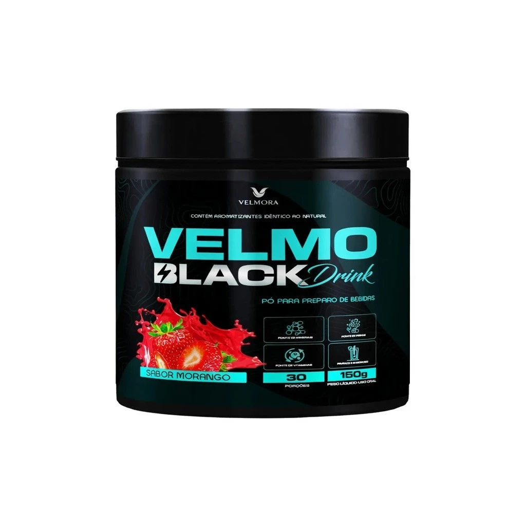 Velmo Black Drink Original 150g Sabor Morango