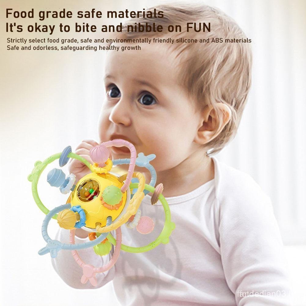 Bebê Mordedor Brinquedos Sensoriais Dentição Mão Bola Comida Chocalho B1k1