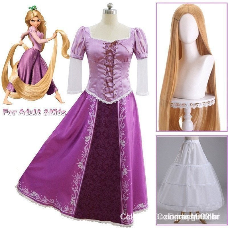 Novidades: Peruca Trançada da Rapunzel para Cosplay, Fantasia de Carnaval para Adultos, Vestido de Festa, Fantasias Esti