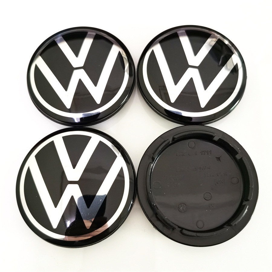 4 peças de calotas de roda de 66mm e 56mm para VW Volkswagen com acabamento espelhado, compatíveis com TIGUAN X, BORA, C