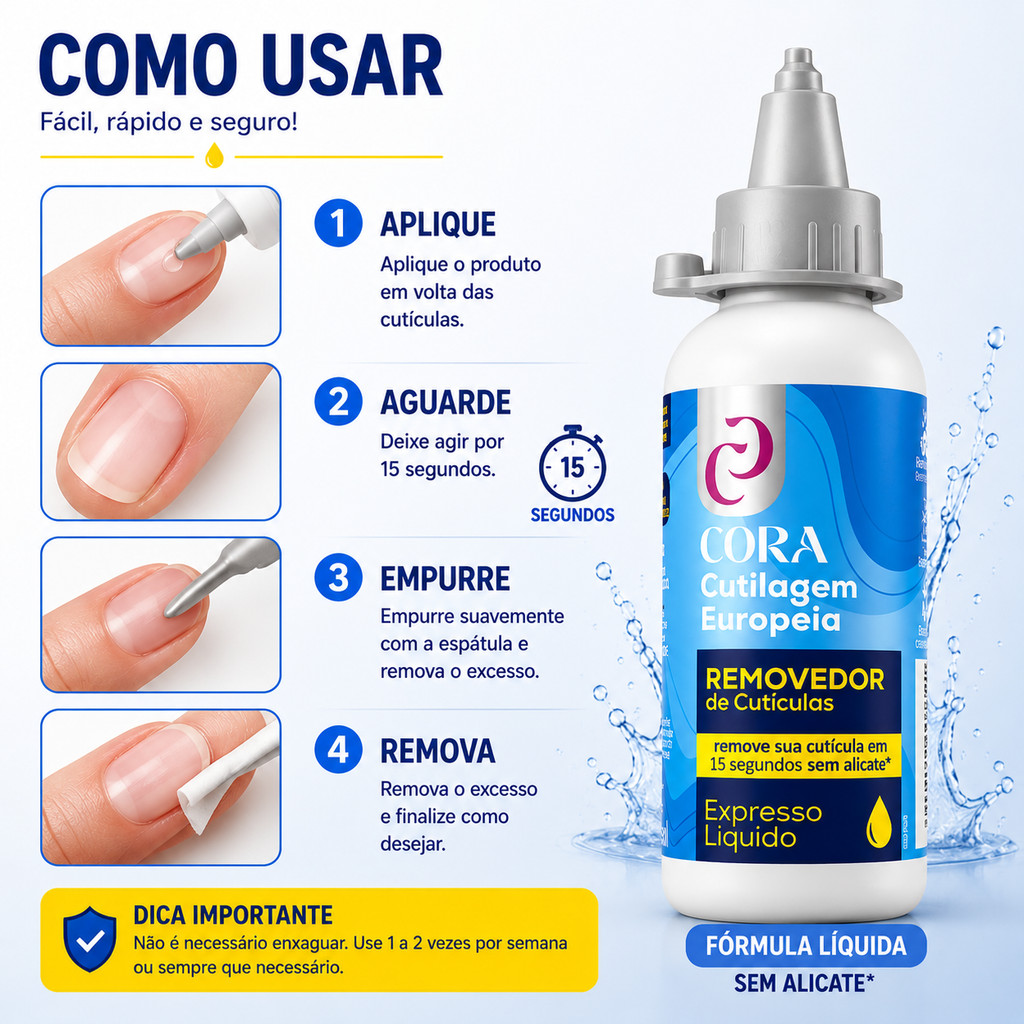 Removedor Cutícula 15 Segundos Kinq Expresso Líquido Cutilagem Europeia 100m - Cora — imagem 2 de 2
