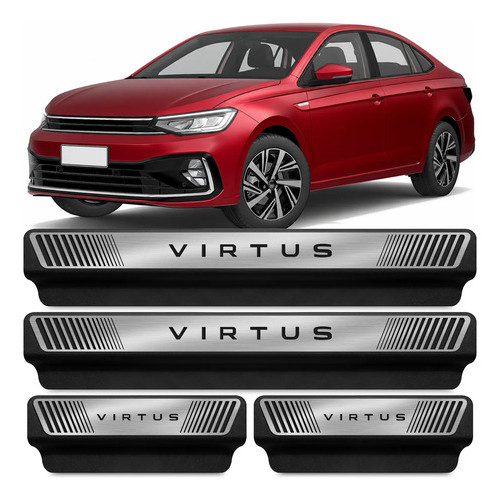Soleira Virtus 2023 a 2026 Protetor Porta ABS Aço Escovado Kit 4 Peças Premium Resistente Fácil Aplicação