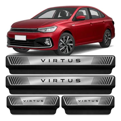 Soleira Virtus 2023 a 2026 Protetor Porta ABS Aço Escovado Kit 4 Peças Premium Resistente Fácil Aplicação