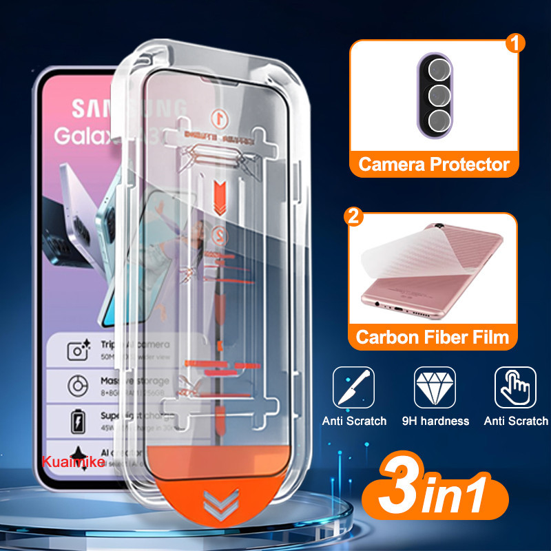 Vidro Temperado 3 Em 1 Samsung A37 Para S26 S25 Ultra Plus S25 FE A57 A27 A17 A73 A53 A33 A23 A22 A32 A42 A52 A52s A72 P