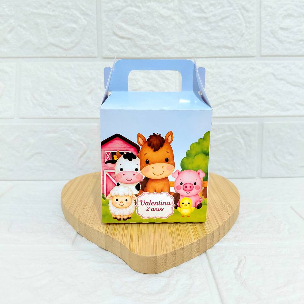 Caixa Maletinha Fazendinha Rosa Kit Festa Personalizada Para Lembrancinhas e Decoração de Aniversario