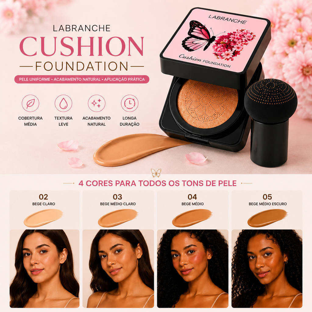 BB Cream Cushion Labranche Base Facial Maquiagem Leve Alta Cobertura Longa Duração