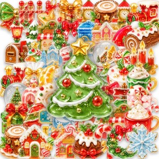 50 folhas tema de natal adesivos transparentes para animais de estimação estilo ins atmosfera de férias decoração adesiv
