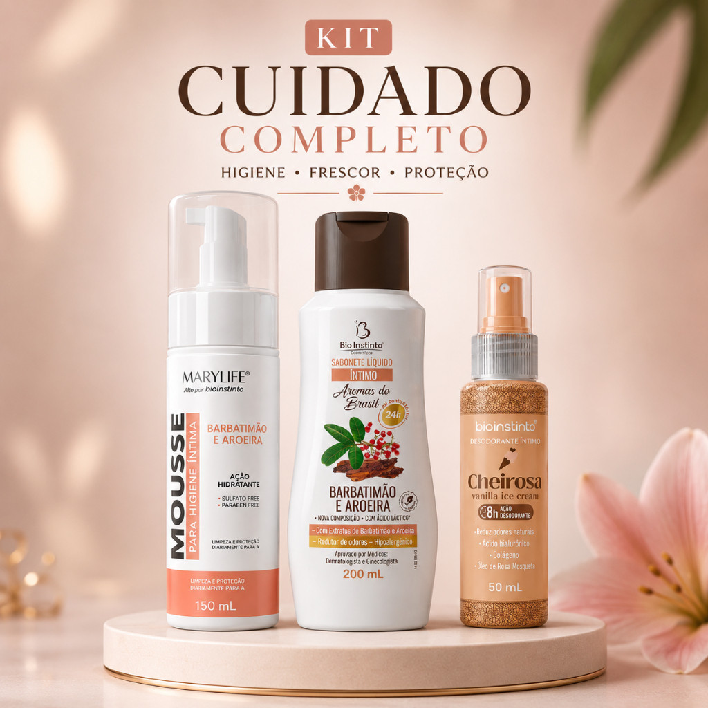 Kit sabonete intimo feminino Mousse Higiene e Desodorante Intimo Anti odor e Hidratação