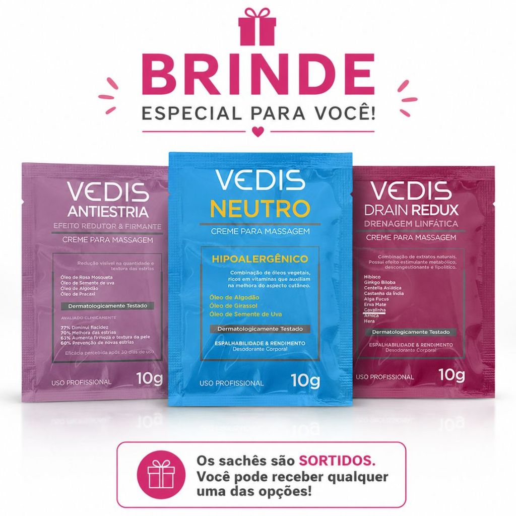 Sachê Creme de Massagem | Neutro, Antiestrias ou Redux | Brinde Sortido