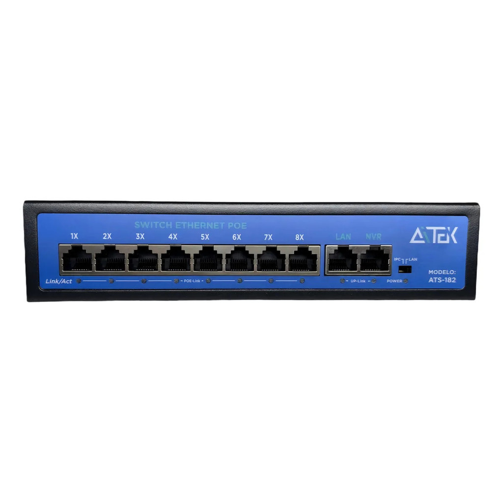 Switch De Rede Poe 8 Portas 10/100mbps + 2 Uplink Gigabit Para CFTV Câmara IP — imagem 2 de 2