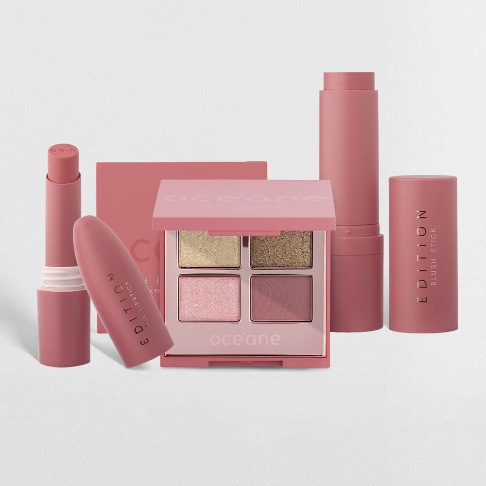 Kit Trio Glossy Rosé Pink - Paleta + Batom + Blush