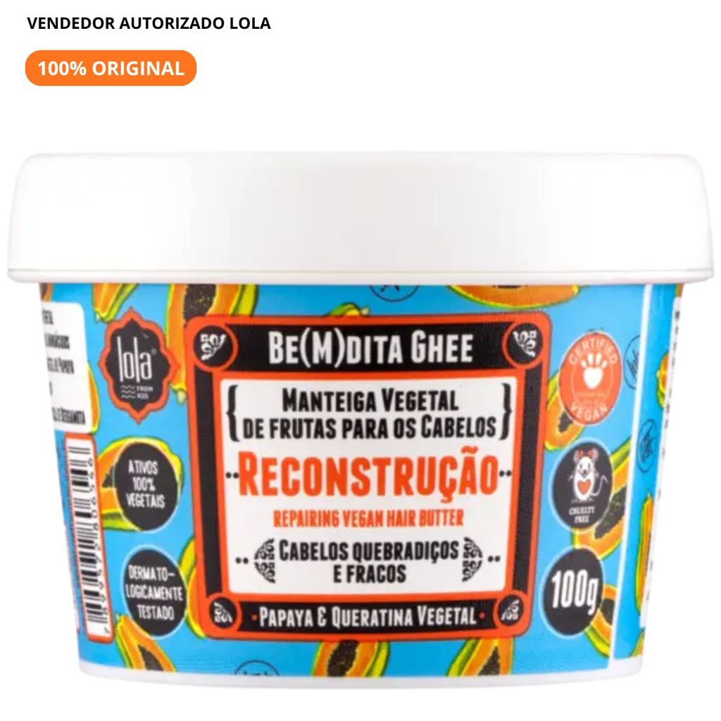 Lola Cosmetics Be(M)dita Ghee Reconstrução - Máscara Capilar 100g Mamão
