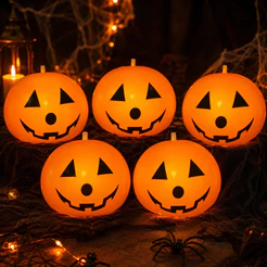 Kit 5 Balões Abóbora Led Halloween Festa Decoração Luminoso Inflável Tema Assustador Criativo
