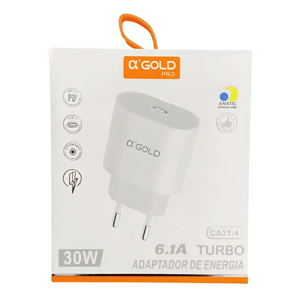Carregador Adaptador USB-C Turbo 30W | 6.1A – CA31-4 A’Gold