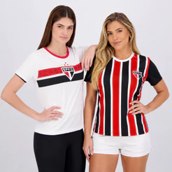 Kit 2 Camisas São Paulo Change e Stencil Feminina Branca