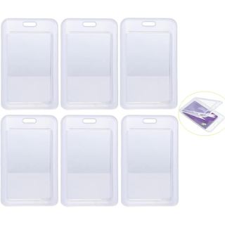 Pacote com 6 Protetores de Cartão de Identificação, Capa Rígida Vertical Transparente de 2 Lados para Cartão de Nome, Ca
