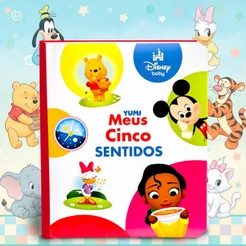 Livro Infantil do Bebê Meus Cinco Sentidos Disney Baby Capa Dura Premium