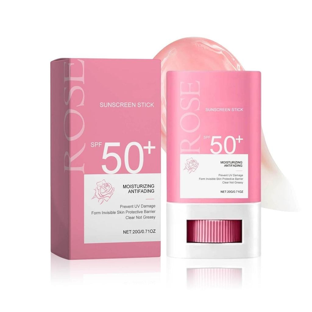 Protetor Solar Facial em Bastão SPF50+, Protetor Solar Facial Portátil com Extrato de Rosa, Protetor Solar Hidratante Le