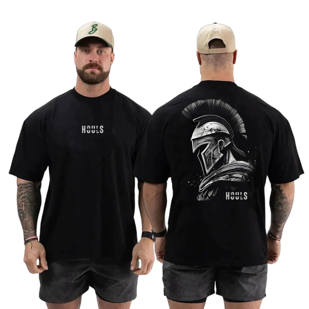 Camiseta Oversized Spartano Camisa Musculação Academia 100% Algodão Streetwear Treino
