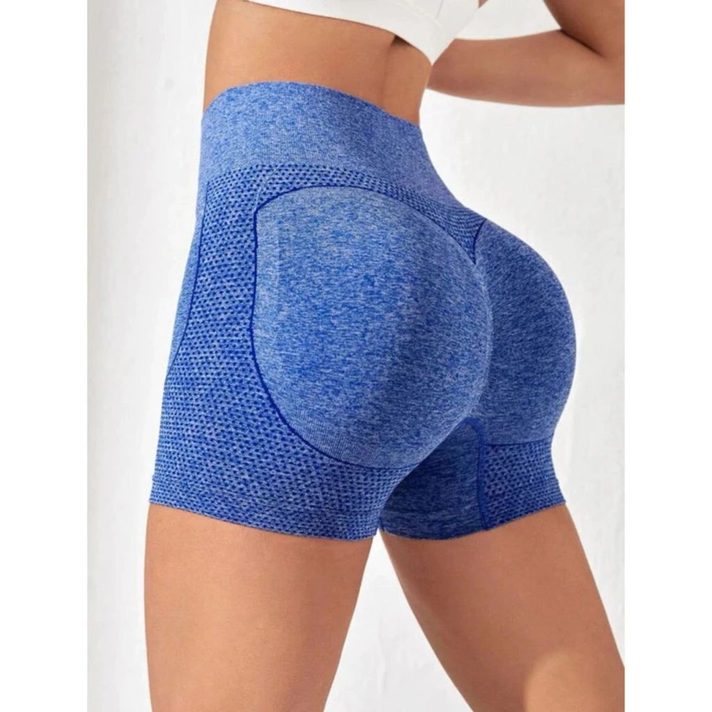 Short Yoga Feminino Cintura Alta Secagem Rápida Ideal para Academia e Lazer Estilo Rosa e Azul Marca