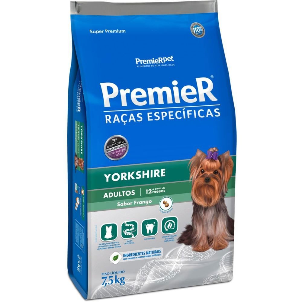 Ração PremieR Raças Especificas Yorkshire Cães Adultos Frango 7,5kg