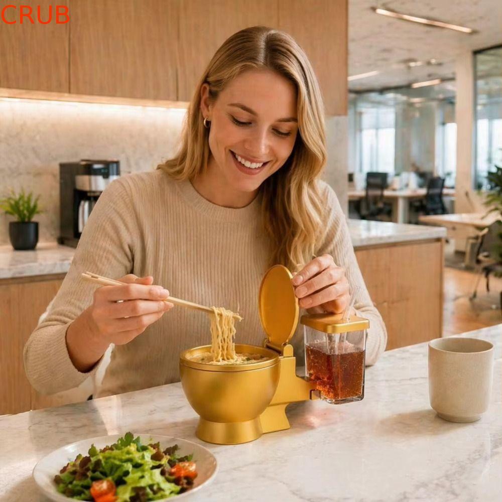 Tigela Em Forma De Vaso Sanitário , Copo De Bebida Embutido , Conjunto De Ramen Com Design De Palha , Comida Destacável