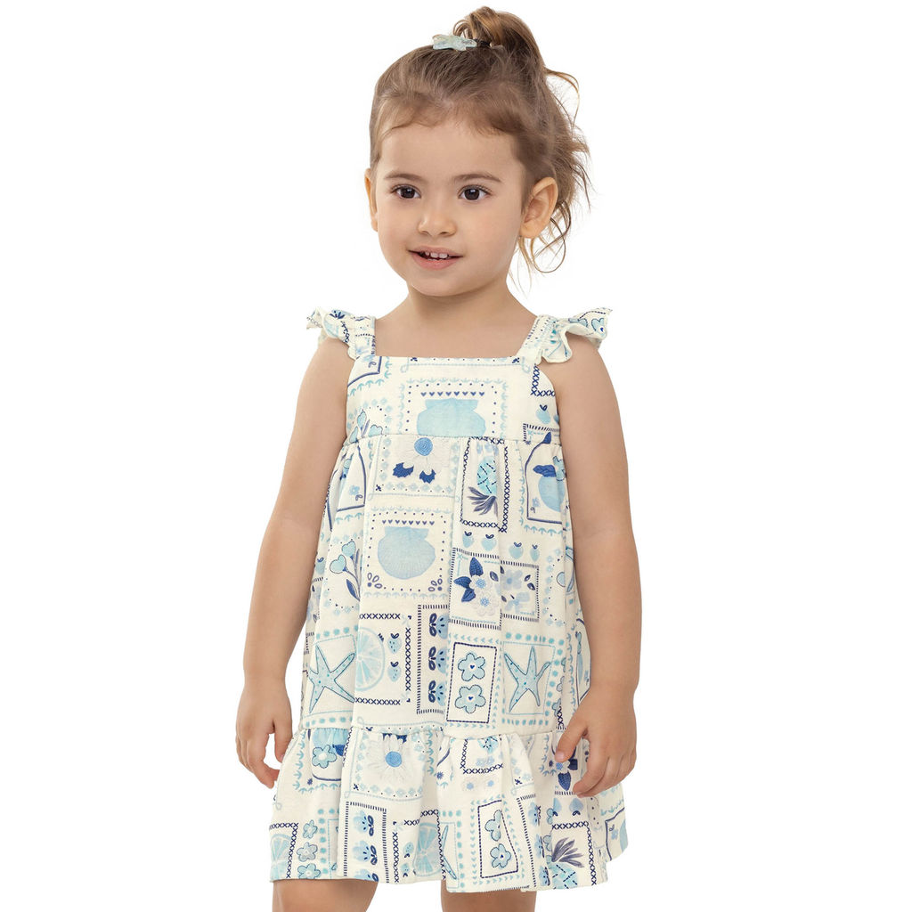 Vestido Infantil Menina Estampa Verão Elian Bege