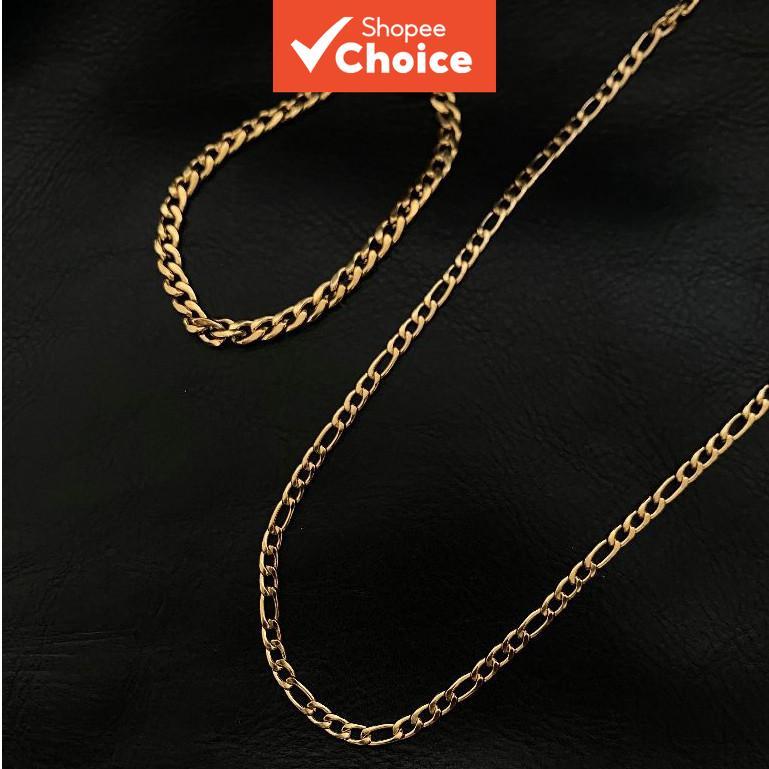 Colar de corrente cubana banhado a ouro 18K para homens + pulseira, aço inoxidável Y2K colar kwentas colar de ouro