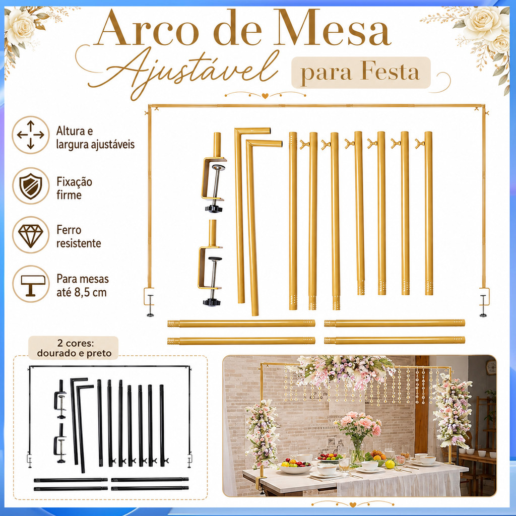 Suporte de arco ajustável de mesa para festa, arranjo Floral, suporte de arco de borda de mesa