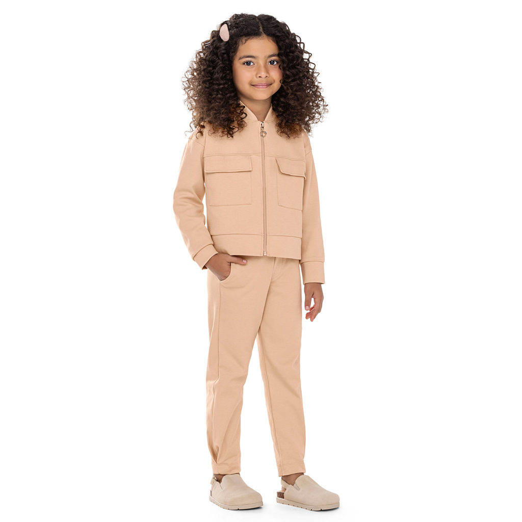 Conjunto Infantil Menina Com Bolso Colorittá Bege