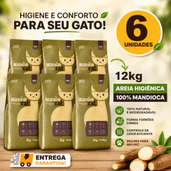 Areia de Gato MandioCat Biodegradável higiênica natural 100% Mandioca Envio Imediato grãos mistos