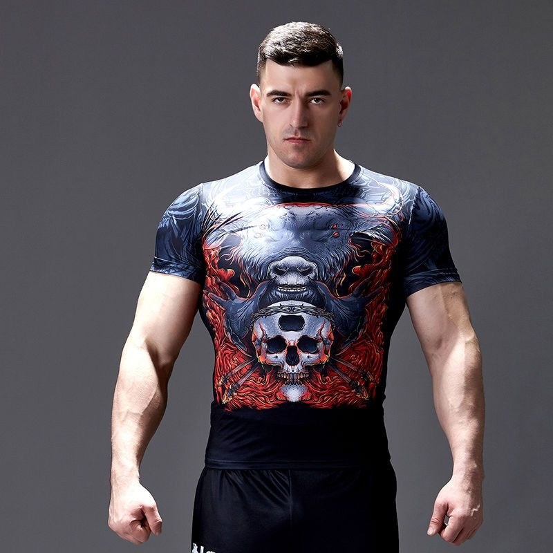 Roupas justas de secagem rápida masculinas de manga curta camiseta roupas de treinamento esportivo roupas de Fitness de