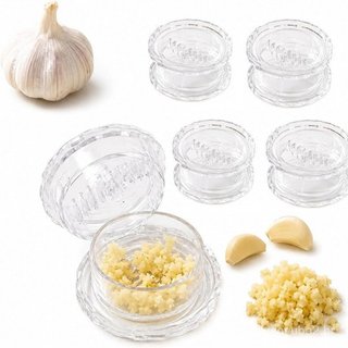Conjunto de 4 Espremedores de Alho Transparentes, Esmagador Manual de Alho - Moedor e Picador de Alho de Plástico, Laváv