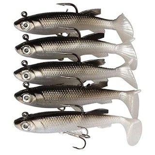 Kit 5 Iscas Artificiais de Pesca Soft Lure Silicone Swimbait para Peixes Predadores