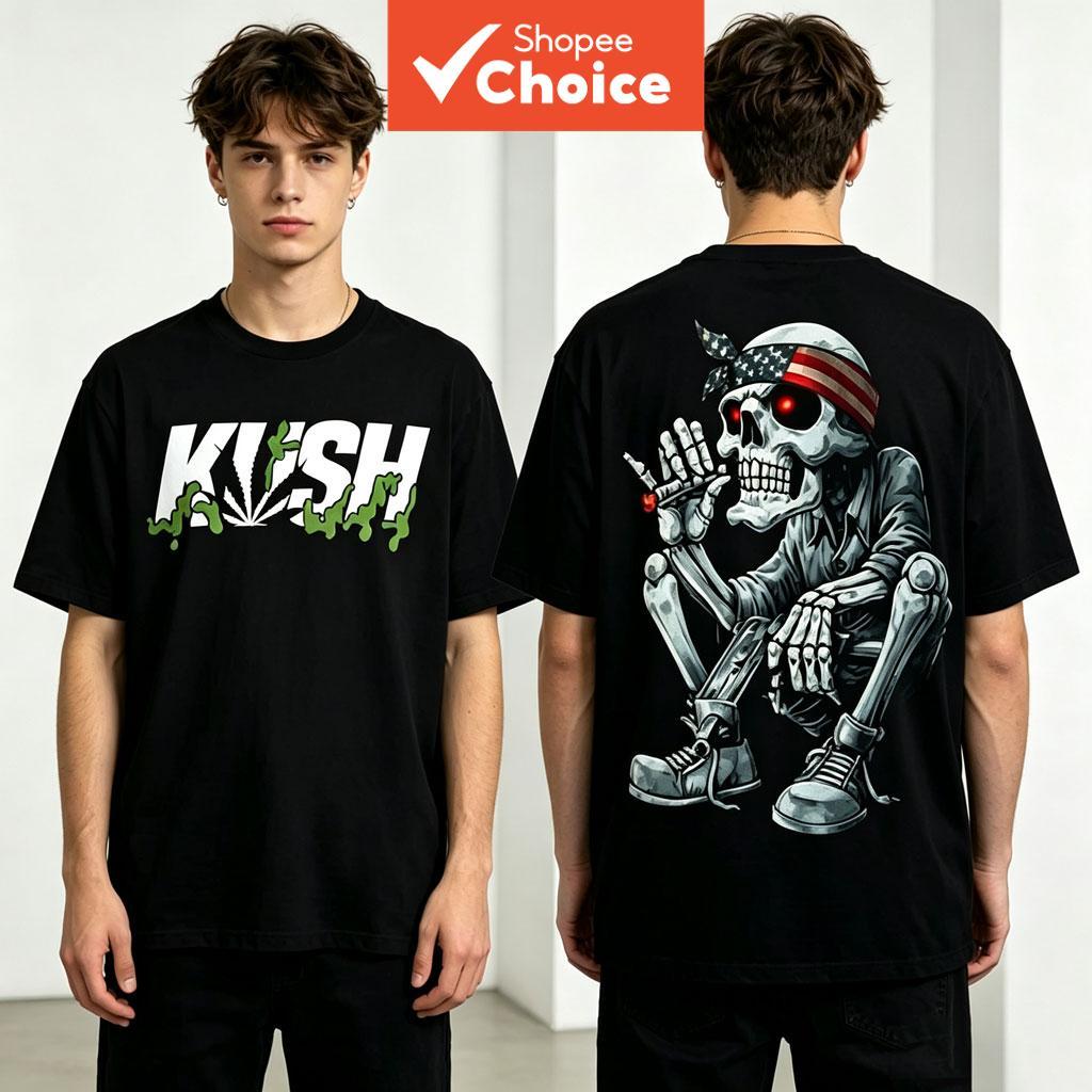Camisa coreana masculina, moletom, camiseta masculina estilosa, oversized, estampa de caveira americana dupla face, gola