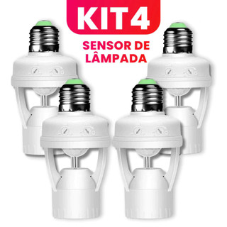 Kit 4 Sensor de Movimento para Lâmpada Soquete E27 com Sensor de Presença Bivolt 110V~220V até 60W CASA.S