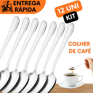 KIT 12 COLHERES DE CAFÉ DE INOX PARA MEXER LIQUIDOS QUENTES OU FRIOS CASA NOVA CHÁ DE COZINHA