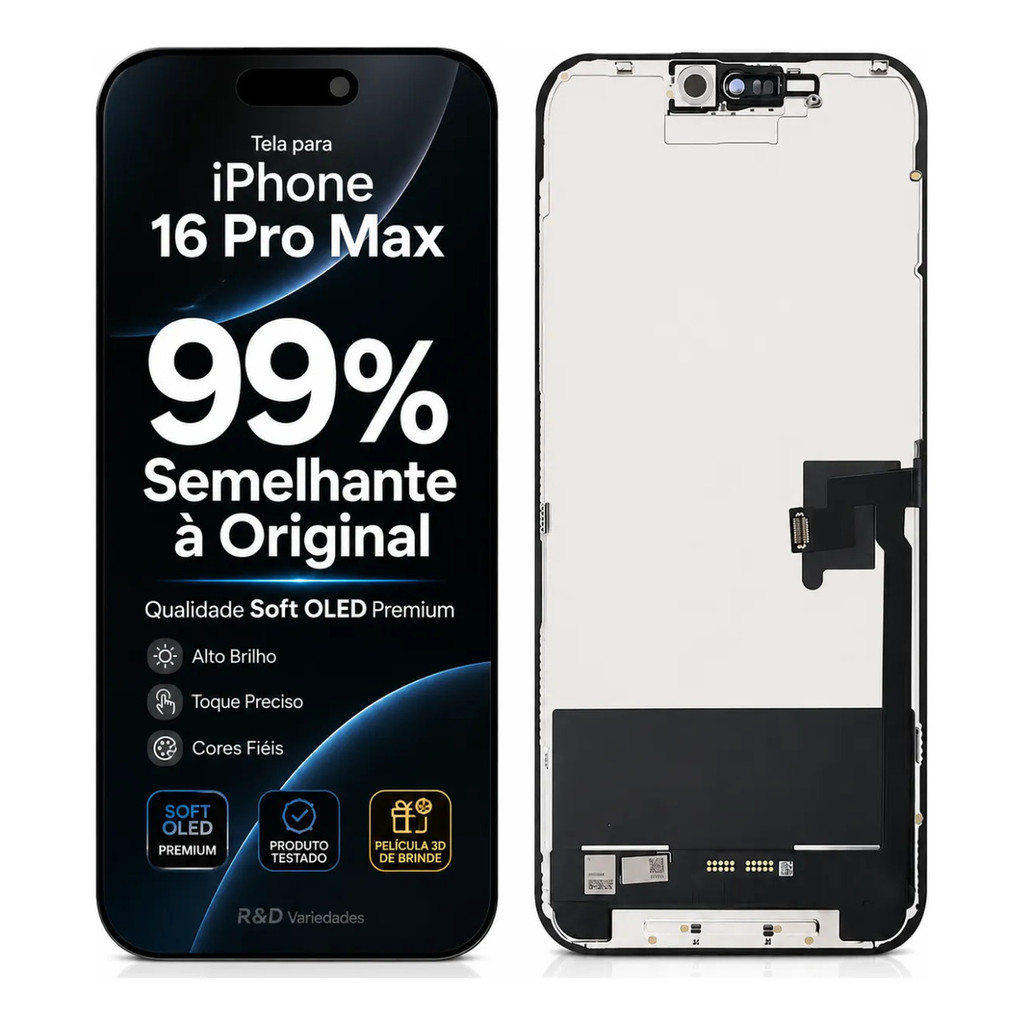 Tela Display Compatível iPhone 16 Pro Max Soft Oled Premium