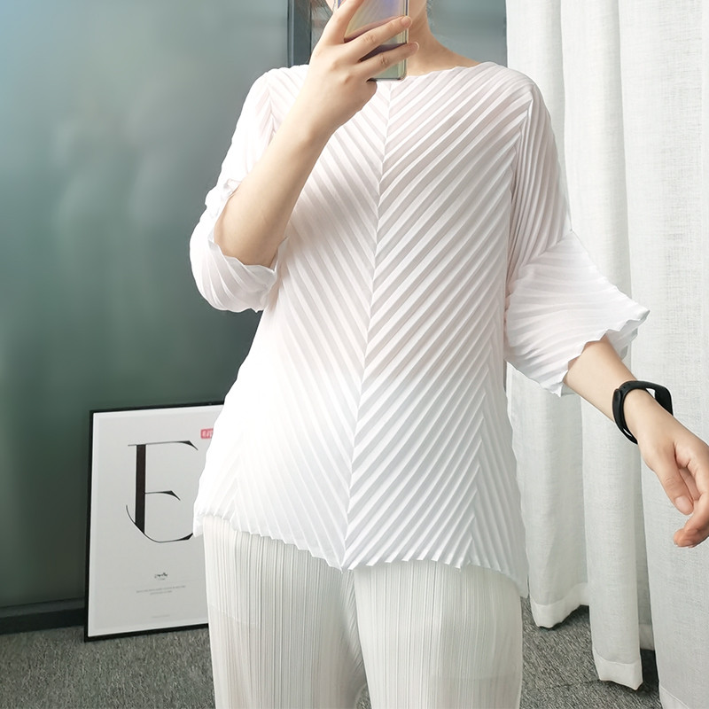 Uma pessoa uma plissada S003 Issey Miyake topo 2026 primavera verão indústria pesada plissado solto moda tamanho grande 
