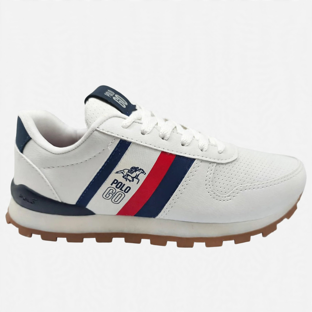 TENIS MASCULINO POLO GO GO379 JOGGER COURO ACADEMIA CORRIDA CAMINHADA CICLISMO LEVE E RESISTENTE
