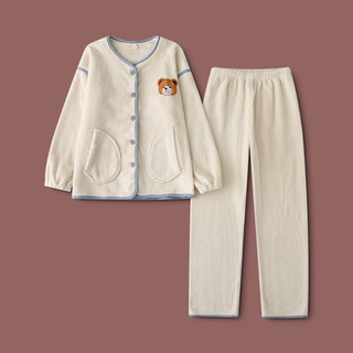 Pijamas femininos inverno Coral velo leitoso urso manga longa engrossado flanela bonito casal inverno Homewear