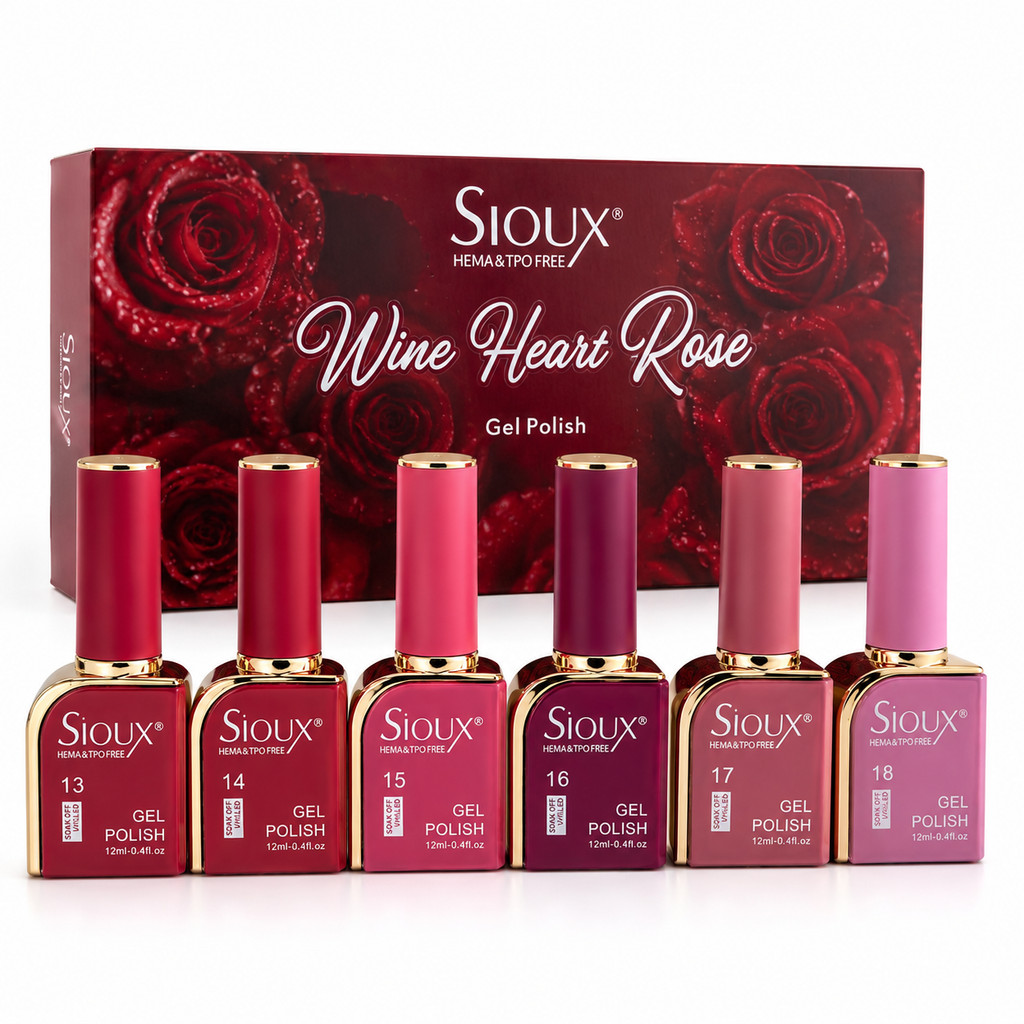 Sioux Gel Polish Kit 6 Esmaltes Profissional UV Led Coleção Rosas Premium Alta Cobertura Esmalte Gel UV Led