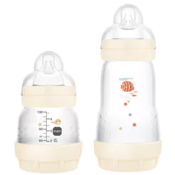 Kit Mamadeira MAM Easy Start Starter Set Anticólica 130ml e 260ml Cor Neutra Desenhos Sortidos 2 Unidades