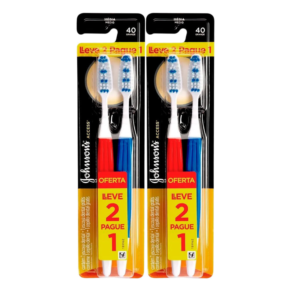 Kit Escova Dental Reach Access Média - 4 unidades