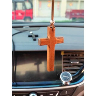Cruz de madeira pingente cabide do carro espelho retrovisor pingente do carro mão-esculpido acesso seguro colar