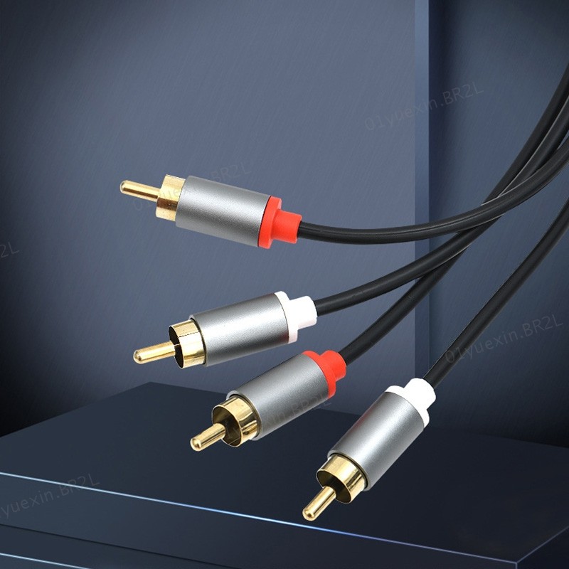 Banhado A Ouro 2Rca Para 2 Rca Macho Cabo De Áudio Amplificador 1M 2M 3M Home Theater DVD TV CD Soundbox BR2L