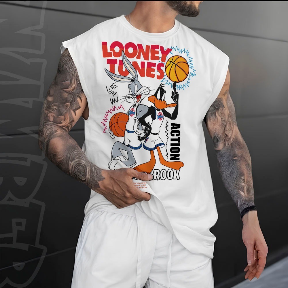 Camiseta Regata Machão Oversized Masculino de Basquete Looney tunes streetwear unissex Longline
