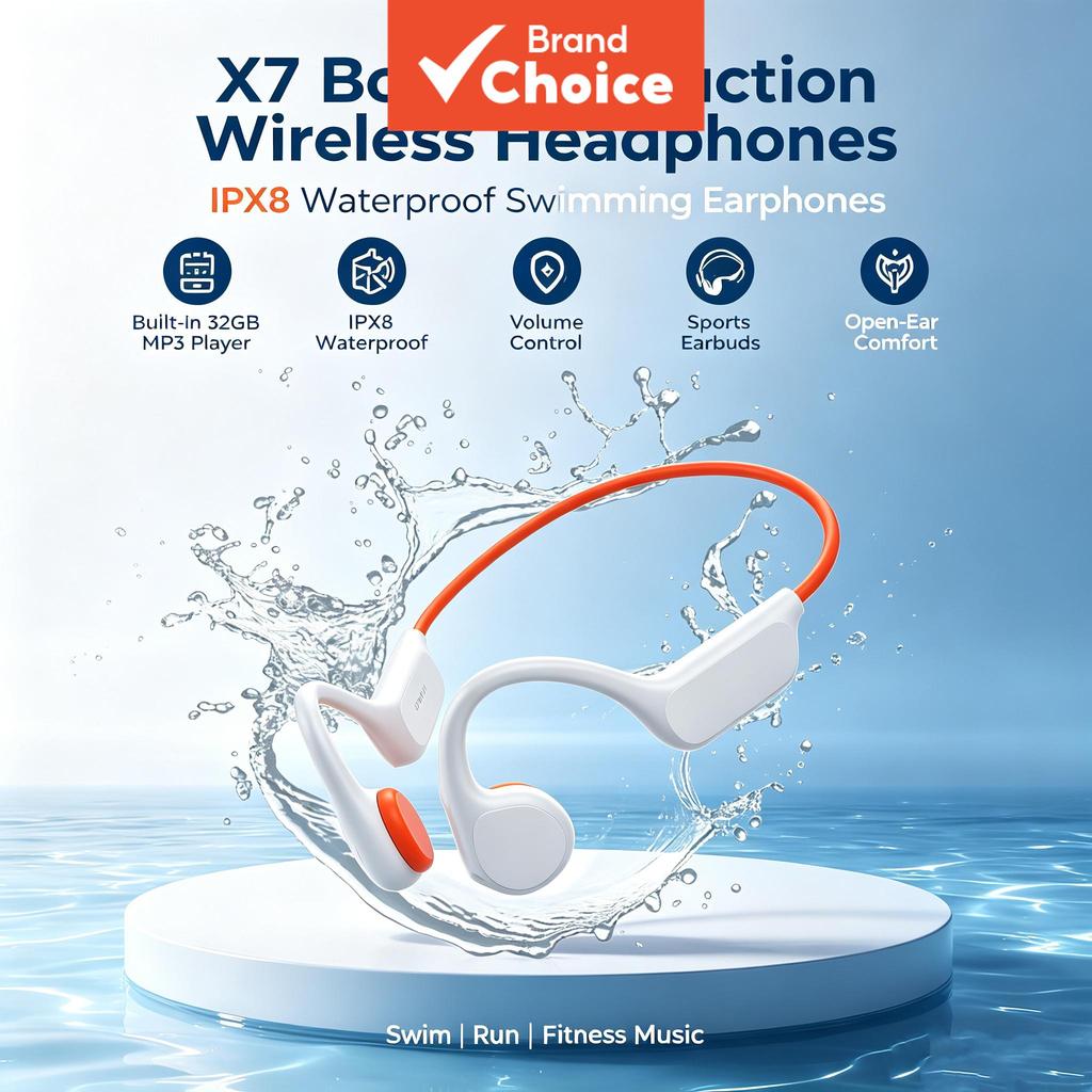 SPRISE X7 Fones De Ouvido De Condução Óssea Open-Ear IPX8 À Prova D'água 32GB MP3 32g Light 360 Bend Estéreo Esportivos