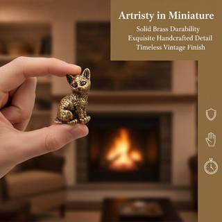 Sinth Mini Estatueta De Gato De Latão Gravada Texturizada Pequena Estátua Estudo Em Casa Decoração De Mesa Para Propriet